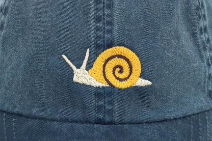 Kids Snail Embroidered Hat - Vintage Denim
