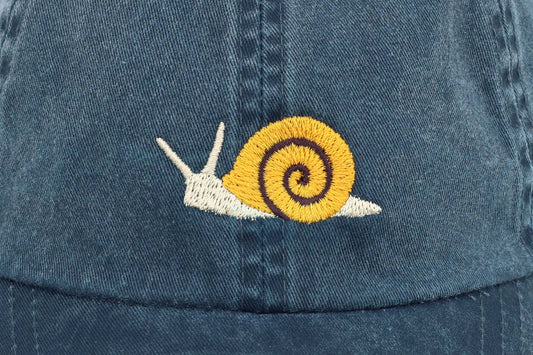 Kids Snail Embroidered Hat - Vintage Denim