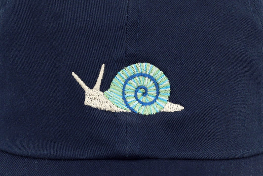 Kids Snail Embroidered Hat - Navy