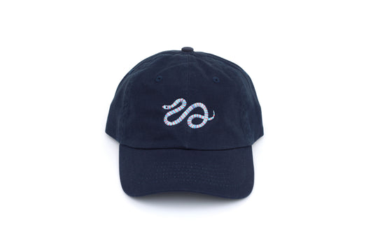 Kids Snake Embroidered Hat - Navy