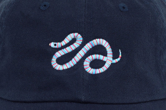 Kids Snake Embroidered Hat - Navy