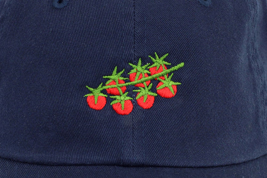 Kids Tomato Embroidered Hat - Navy