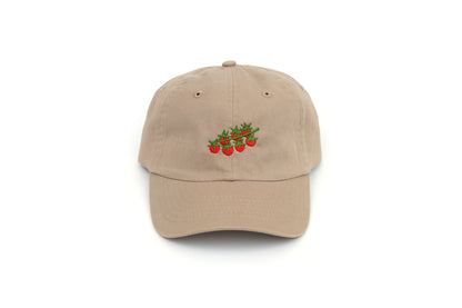 Kids Tomato Embroidered Hat - Tan