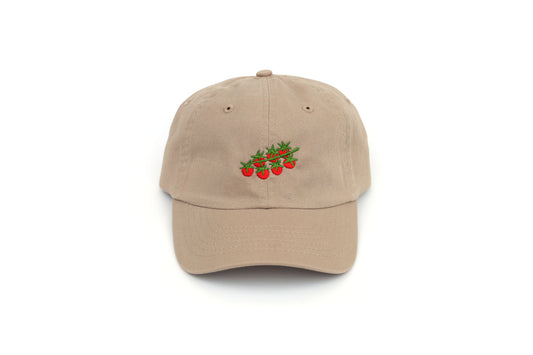 Kids Tomato Embroidered Hat - Tan