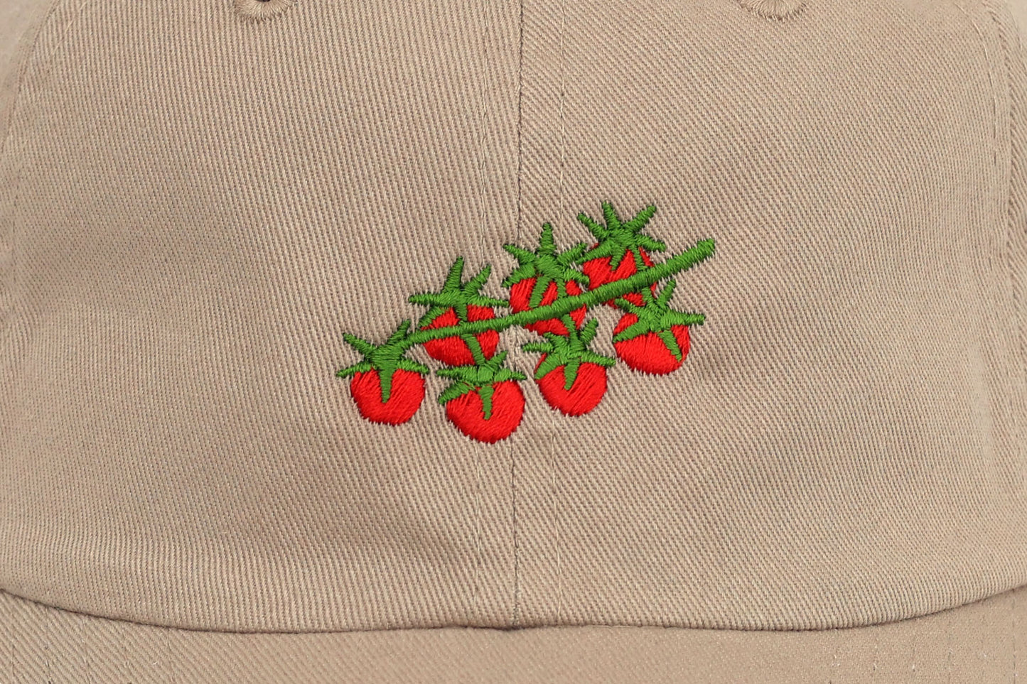 Kids Tomato Embroidered Hat - Tan