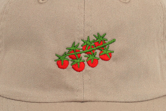 Kids Tomato Embroidered Hat - Tan