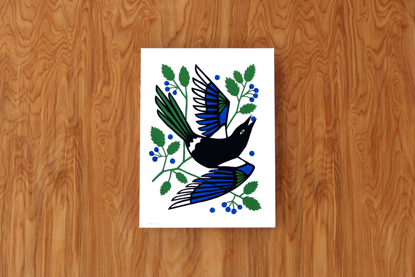 Blueberry Thief - Handmade Print