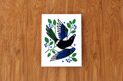 Blueberry Thief - Handmade Print