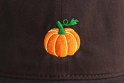 Pumpkin Embroidered Hat - Brown