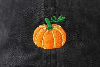 Pumpkin Embroidered Hat - Vintage Black