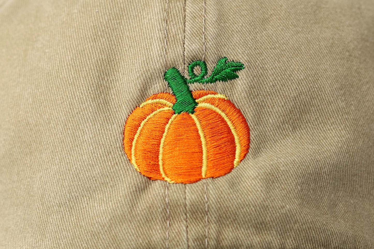 Pumpkin Embroidered Hat - Vintage Green & Tan