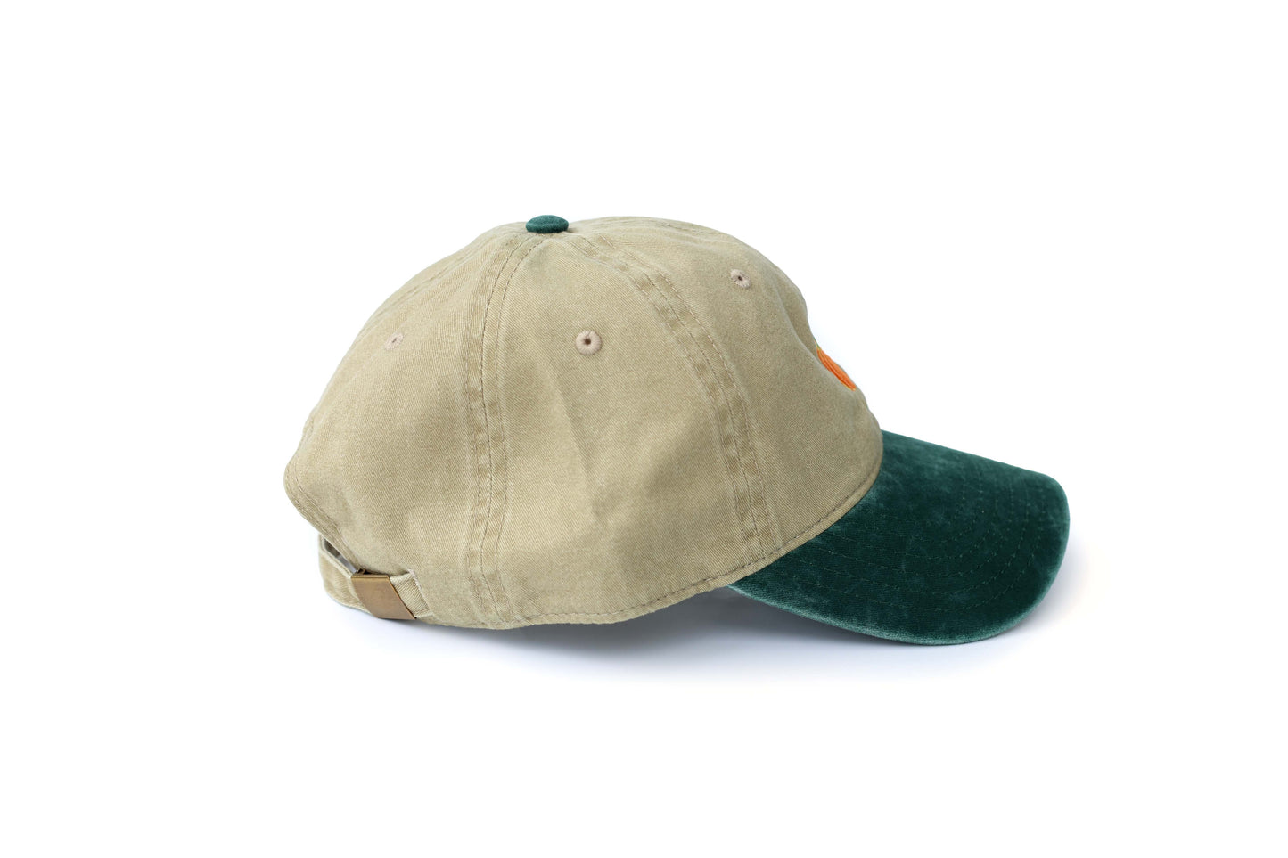 Pumpkin Embroidered Hat - Vintage Green & Tan