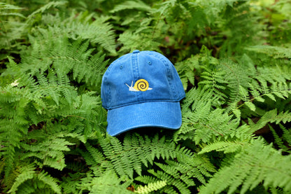 Snail Embroidered Hat - Vintage Blue