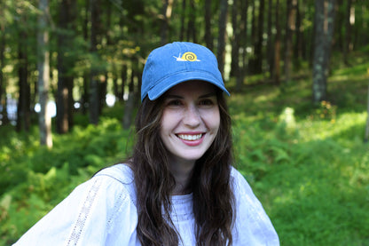 Snail Embroidered Hat - Vintage Blue