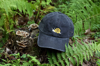 Snail Embroidered Hat - Vintage Black