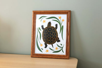 Spotted Turtle - Handmade Print