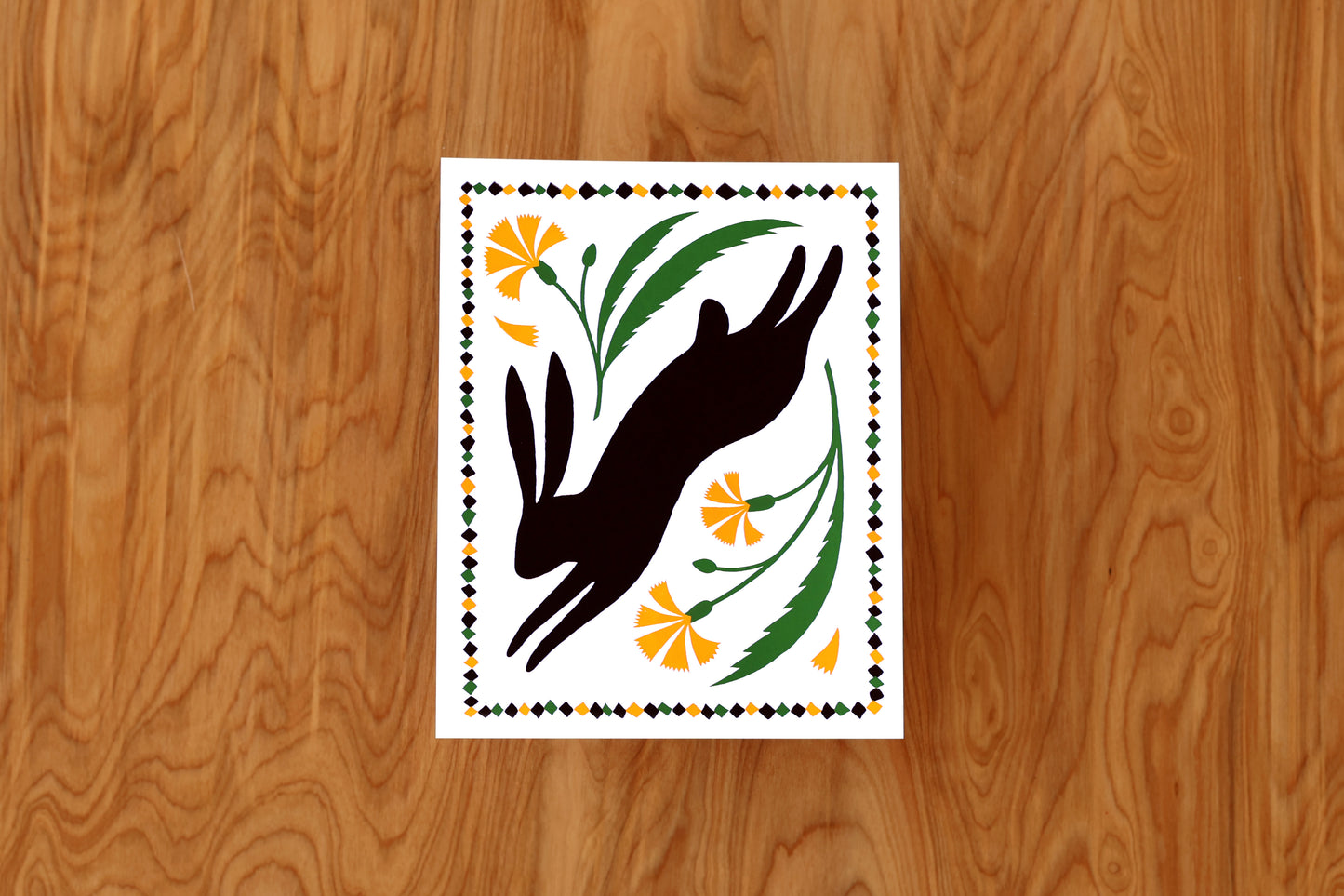 Black Dandelion Rabbit - Handmade Print