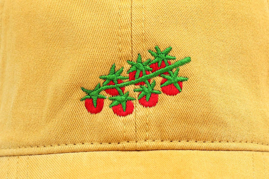 Tomato Embroidered Hat - Mustard Yellow